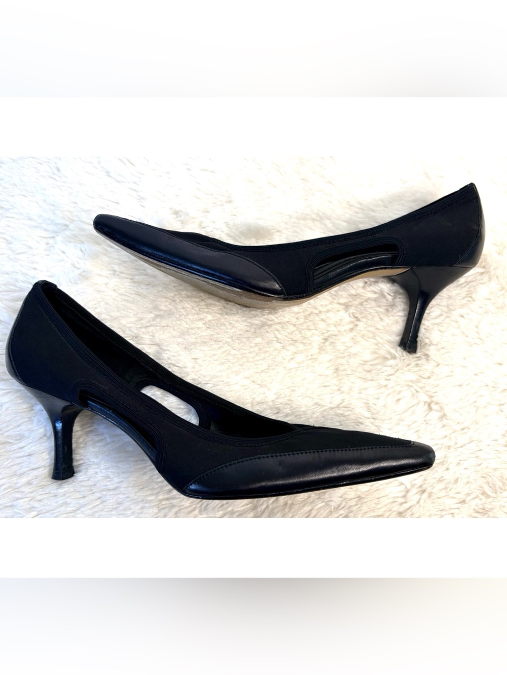 Classic Black Pointed Kitten Heel Pumps